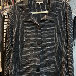 EUC Habitat Black and Gray Striped Unique Button-down